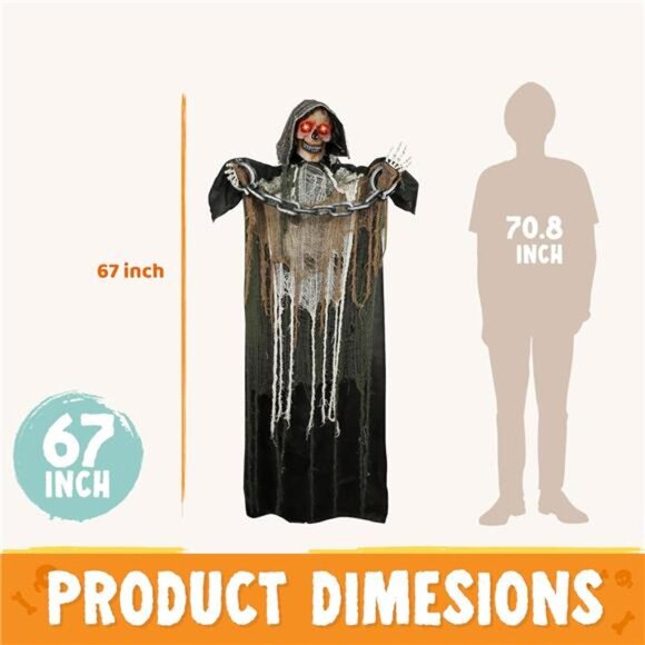 JOYIN 67" Halloween‎ Decorations Outdoor Life Size Animatronics Grim Reaper with - Picture 2 of 7